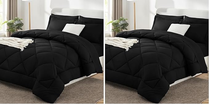 CozyLux Queen Comforter Set Black by CozyLux