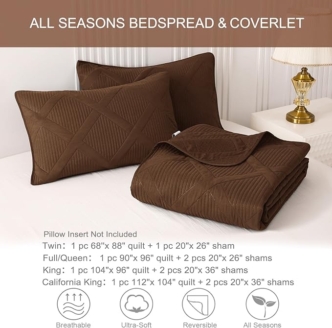 Exclusivo Mezcla Oversized King Quilt Set- Brown Cal King Quilts Bedding Set - Image 6