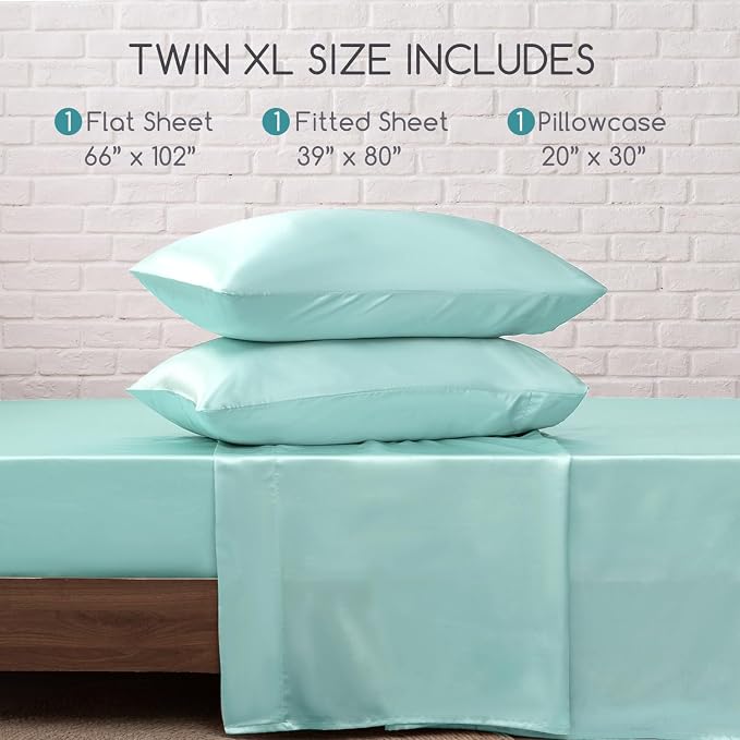 MR&HM Satin Bed Sheets, Twin XL Size Sheets Set - Image 7