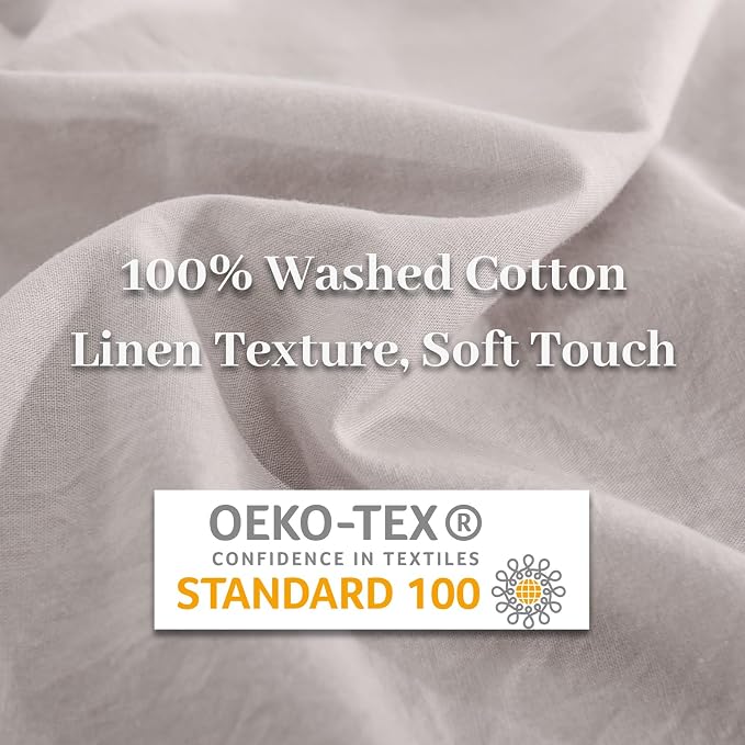 NEXHOME PRO Duvet Cover King Size, 100% Washed Cotton Orgnic Linen Like - Image 6