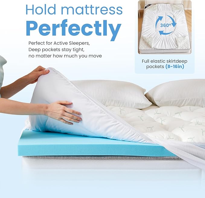 DUMOS Dual Layer Mattress Topper King Size, 2 Inch Gel Memory Foam + 1 Inch - Image 4