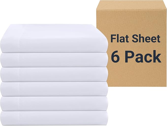 ZPECC White Bulk Flat Sheets Only Queen Size 6 Pack, Easy Sort Top Bed Sheet by by ZPECC-ABrandThatHasBeenFocusedOnBabyProductsFor18Years