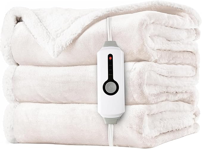 LaffyLo Heated Throw Blanket 50 x 60, Fast Heating Electric Blanket, Dual-Sided by LAFFYLO