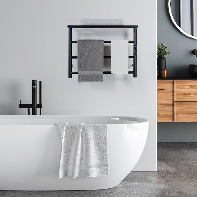 MyGift 4 Tier Wall Mounted Bathroom Towel Warmer Rack - Image 7