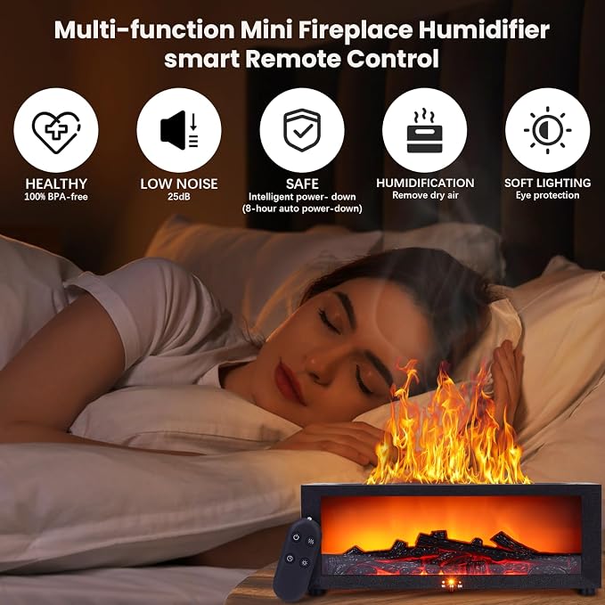 Fireplace Humidifier Diffuser, 7 Colors Flame Diffuser - Image 7
