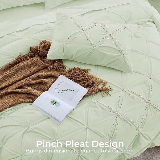 Sasttie King Size Comforter Set, 7-Piece Bed in a Bag, Pintuck Bedding Sets - Image 4