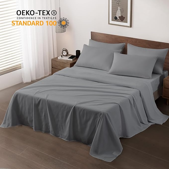 Maple&Stone Full Flat Sheet 6 Pack, Premium Soft & Breathable, Brushed - Image 2