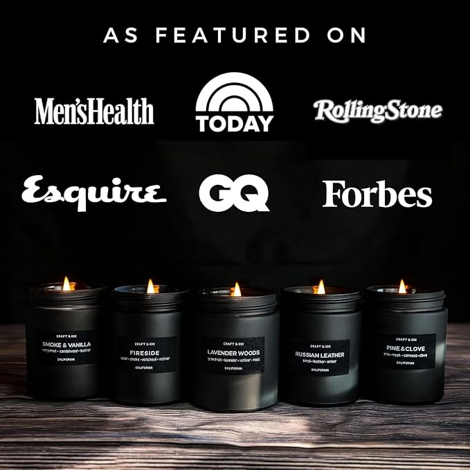 Craft & Kin Premium Vintage Leather Candle | Black Scented Candles - Image 7