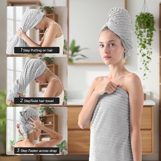 REDKISS Gray Bath Towels Set 8 Piece - Image 4