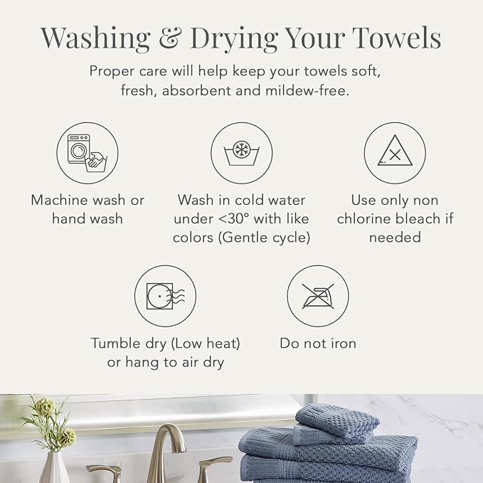 NY Loft 100% Cotton Hand Towels| 6 Pack Hand Towel Set | Absorbent & Quick-Dry - Image 7