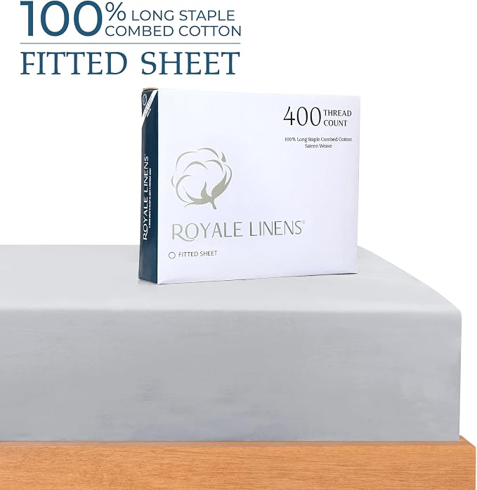 Royale Linens 400 Thread Count 100% American Grown Cotton Fitted Sheet Full Size - Image 2