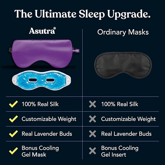 ASUTRA Silk Eye Pillow for Sleep, Champagne - Image 6