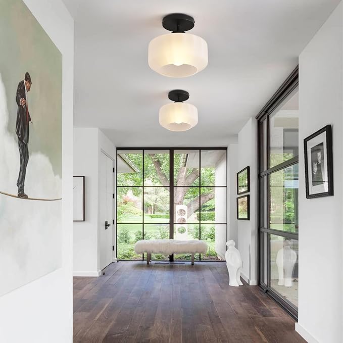 Industrial Black Matte Light Fixtures Ceiling Mount, - Image 4
