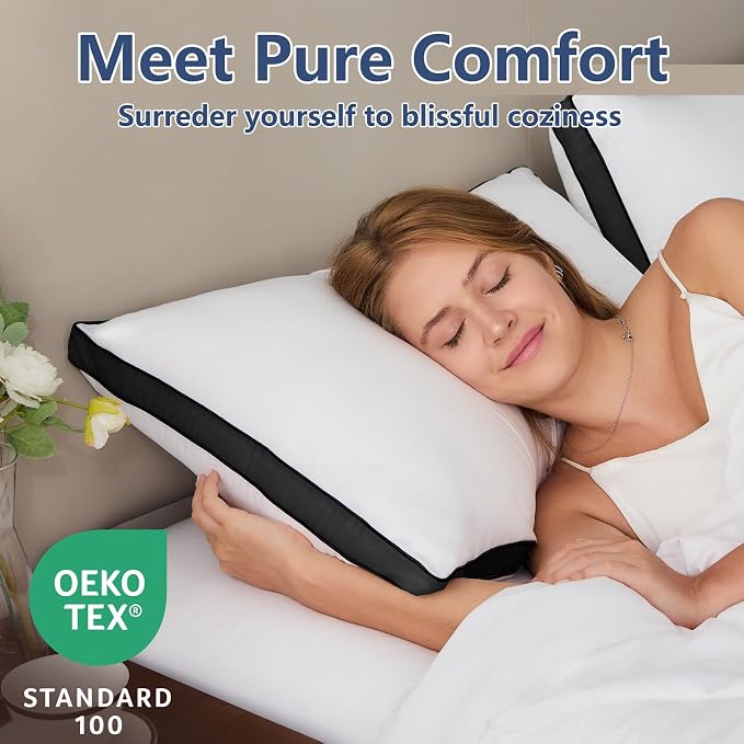 CozyLux Pillows King Size Set of 2, Soft and Supportive 3D Down Alternative Bed - Image 2