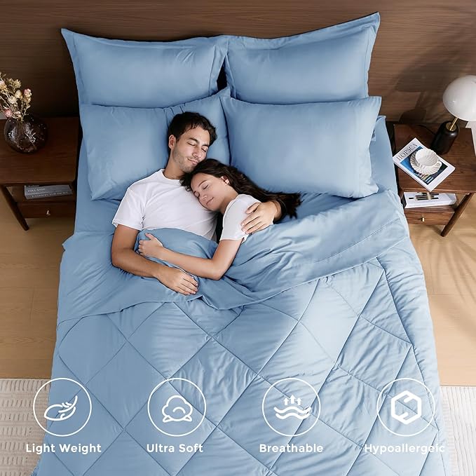 HEVUMYI Light Blue Queen Comforter Set - Image 2