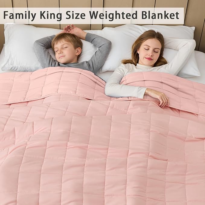 Pink Weighted Blanket for Adults 20lbs, King Size Cooling Heavy Throw Blanket - Image 3