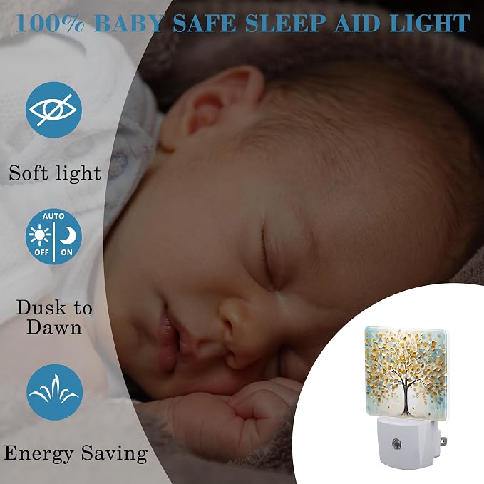 Plug in Night Lights Golden Tree Of Life Oil Painting Nightlight Plug Into Wall - Image 4