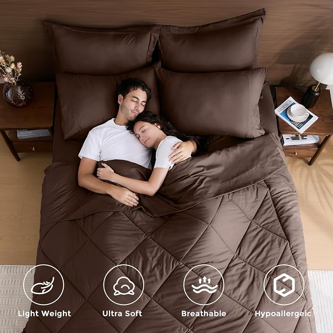 HEVUMYI Brown Twin-XL Comforter Set - Image 2
