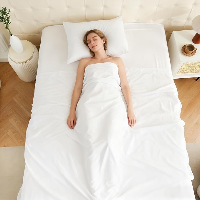 King Flat Sheet Only, 1 Pack White Top Bed Sheets, Soft Breathable Brushed - Image 6