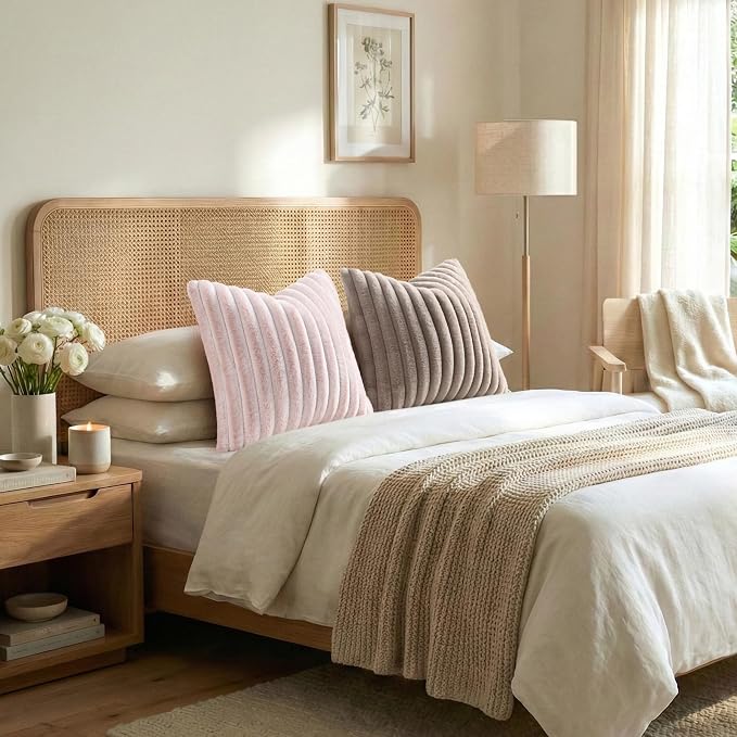 Pallene Faux Fur Plush Throw Pillow Covers 18x18 Set of 2, Luxury Soft Fluffy - Image 5
