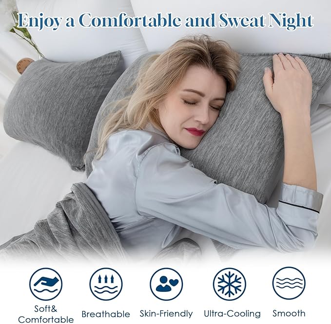 CHOSHOME Cooling Pillow Cases Zipper Pillow Covers Q-Max > 0.45 Zippered - Image 4