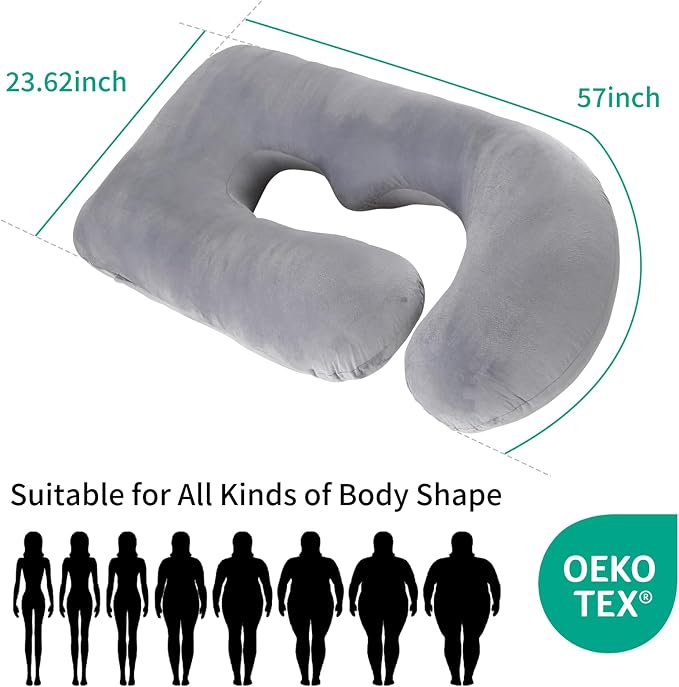 U-Shaped Pregnancy Pillow for Sleeping, Full Body Support for Back, HIPS & Belly - Image 2