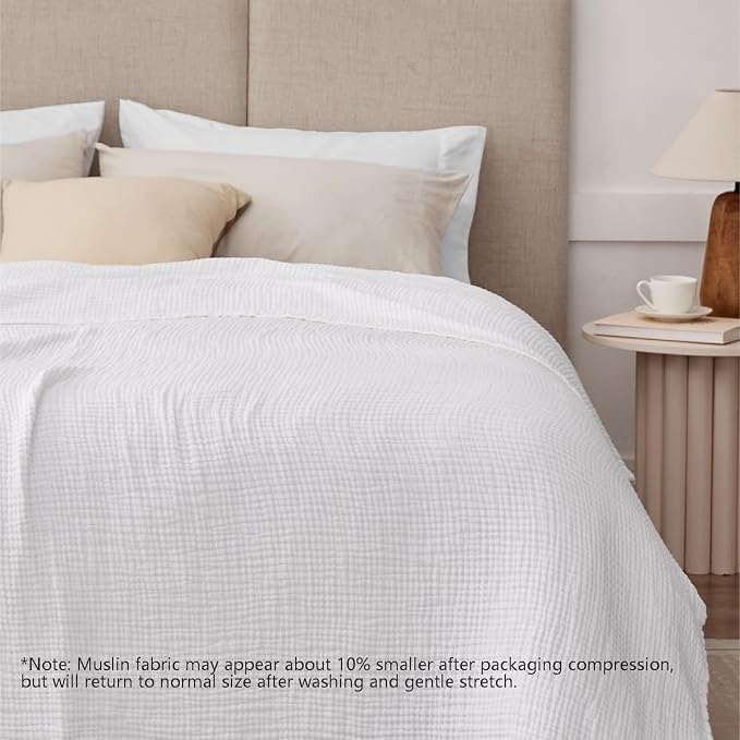 100% Cotton Muslin Blanket Large 50" x 70", 6 Layers Breathable and Lightweight - Image 2