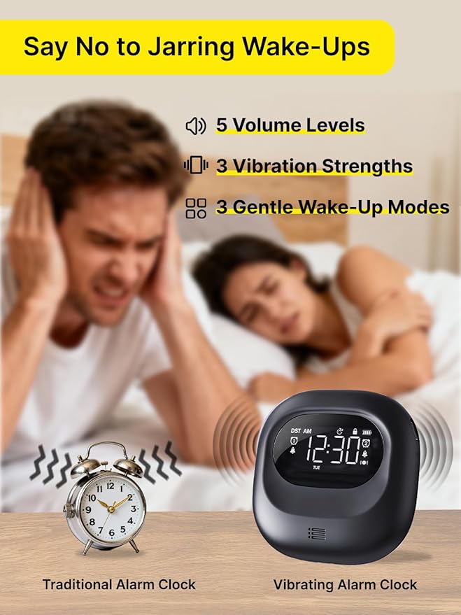 ROCAM Rechargeable Vibrating Alarm Clock Bed Shaker, 3000mAh Portable Travel - Image 4
