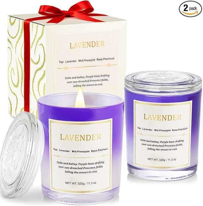 Scented Candles for Home, 2 Pack Wood Wick Soy Wax Scented Candles by CJVIUS