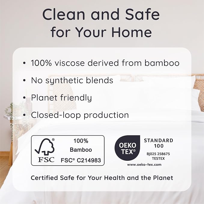 Bambaw 100% Viscose Derived from Bamboo Sheets Queen Size Deep Pocket Set – - Image 6