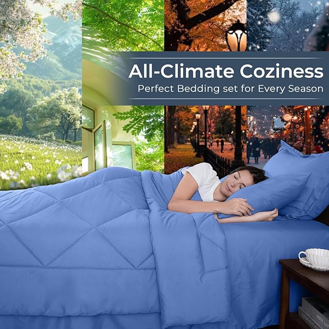 HEVUMYI Royal Blue Full Comforter Set - Image 3