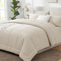 CozyLux California King Comforter Sets Beige, 7 Pieces Cal King Bed in a Bag by CozyLux