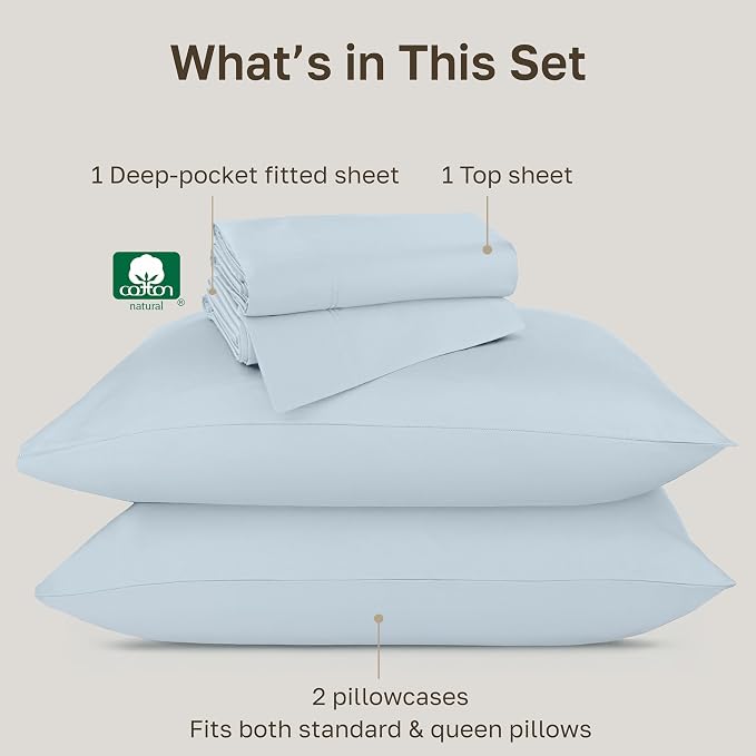 California Design Den Cotton Bed Sheets Queen Size Set - Image 4