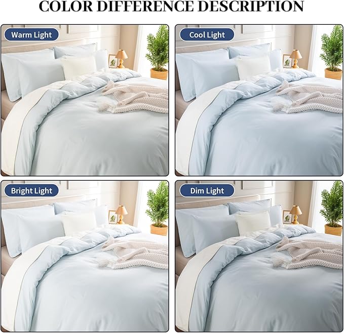 NEXHOME PRO Duvet Cover Set 100% Washed Cotton Full Size Linen Feel Textured - Image 2