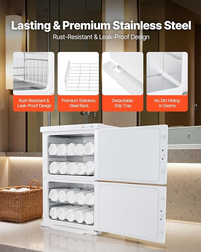VEVOR Hot Towel Warmer, 46L Large Capacity 2-Tier Towel Warmer Cabinet - Image 4