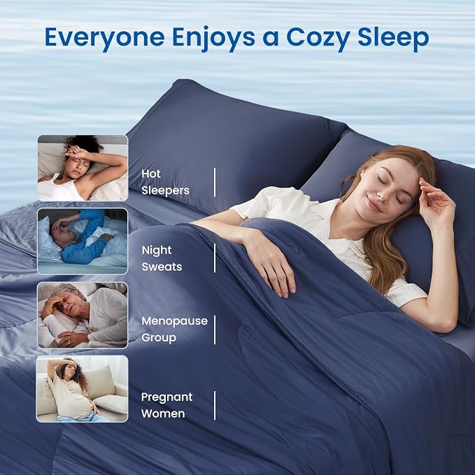 Cozy Bliss Cooling Comforter Queen Size, Reversible Lightweight Cooling Blankets - Image 4