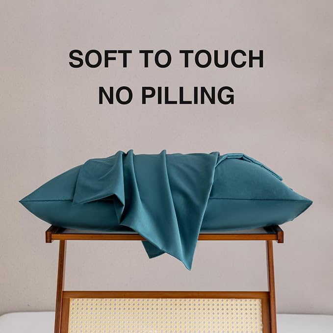 MINIPANDA Blue-Green Pillow Cases Standard Size Set of 4 - Image 5