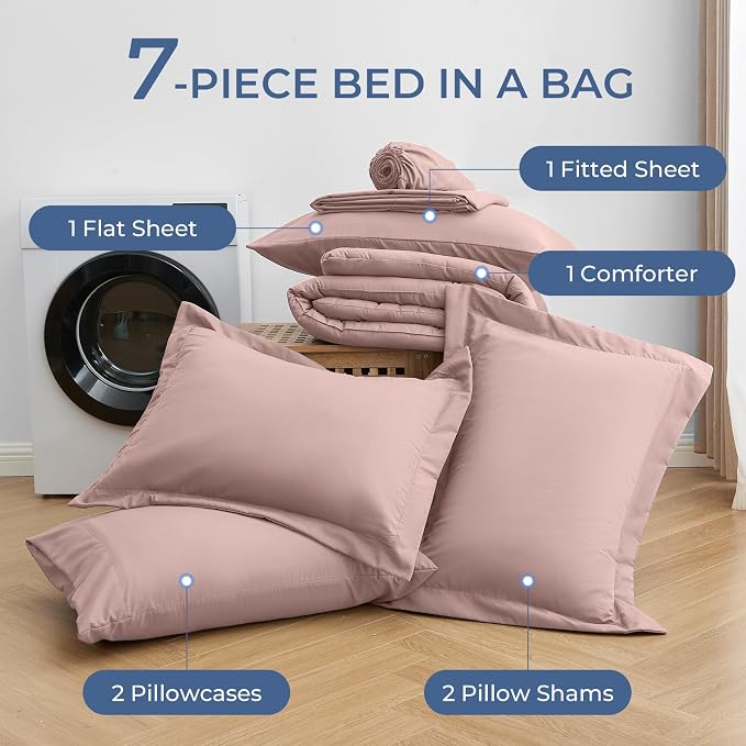Sasttie Full Size Comforter Sets, 7 Pieces Bed in a Bag Full, Complete Bedding - Image 6