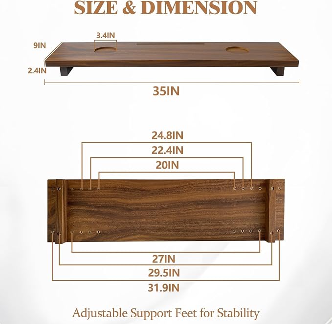 Walnut Bathtub Tray, Luxury Bath Tray - Image 6
