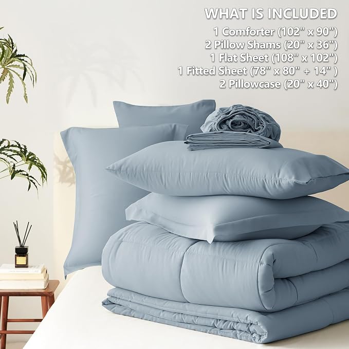 CozyLux King Size Comforter Set Grayish Blue - Image 7