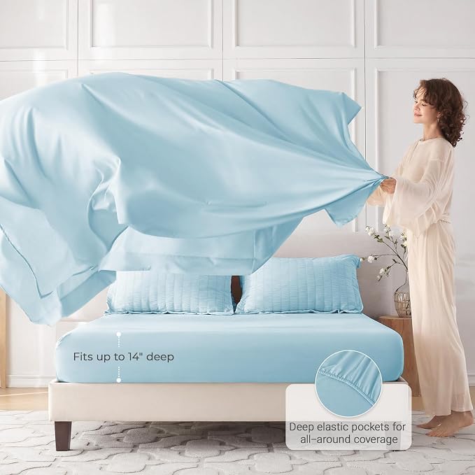 MUXHOMO 5 Pieces Twin Comforter Set, Seersucker Bed in a Bag Twin Size - Image 3