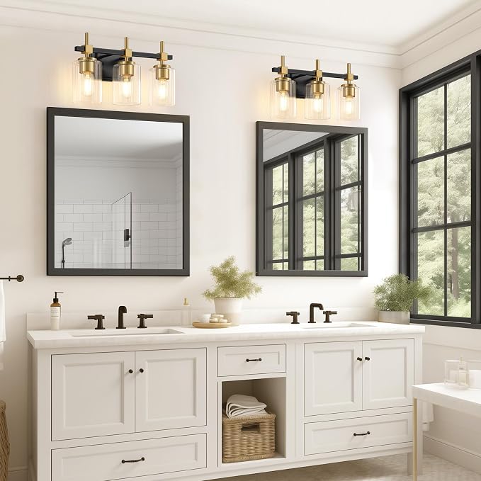 Asnxcju 3-Light Black and Gold Bathroom Light Fixtures, Vanity Lights - Image 7