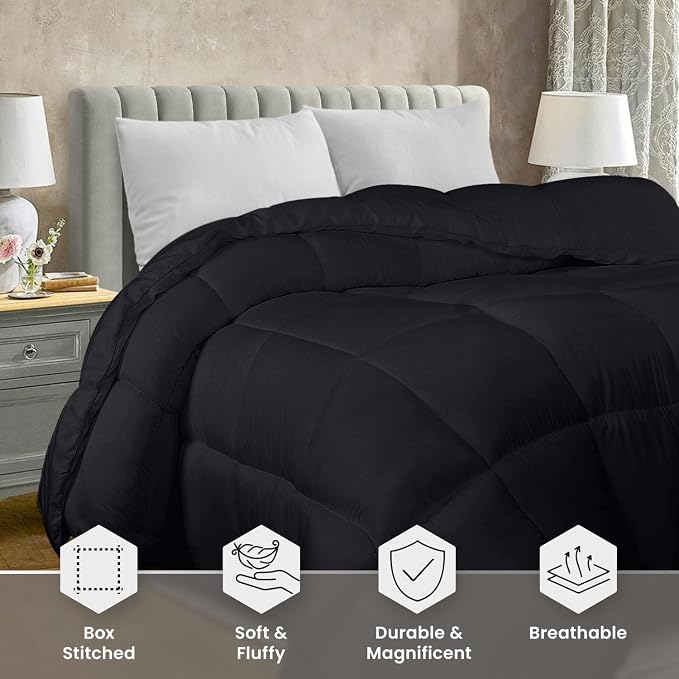 Utopia Bedding Twin Comforter Duvet Insert, Quilted Black Comforter - Image 2