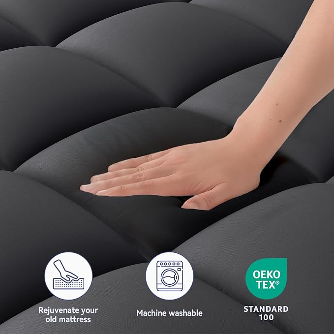 ELEMUSE Twin XL Black Mattress Topper - Image 3