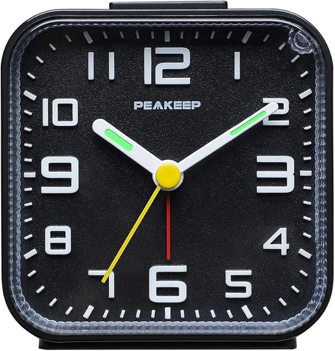 Peakeep 3D Numbers No Tick-Tock Analog Alarm Clock by PEAKEEP