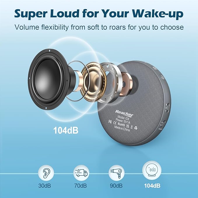 REACHER Super Loud Alarm Clock for Heavy Sleepers Adults Teens, Vibrating Alarm - Image 5
