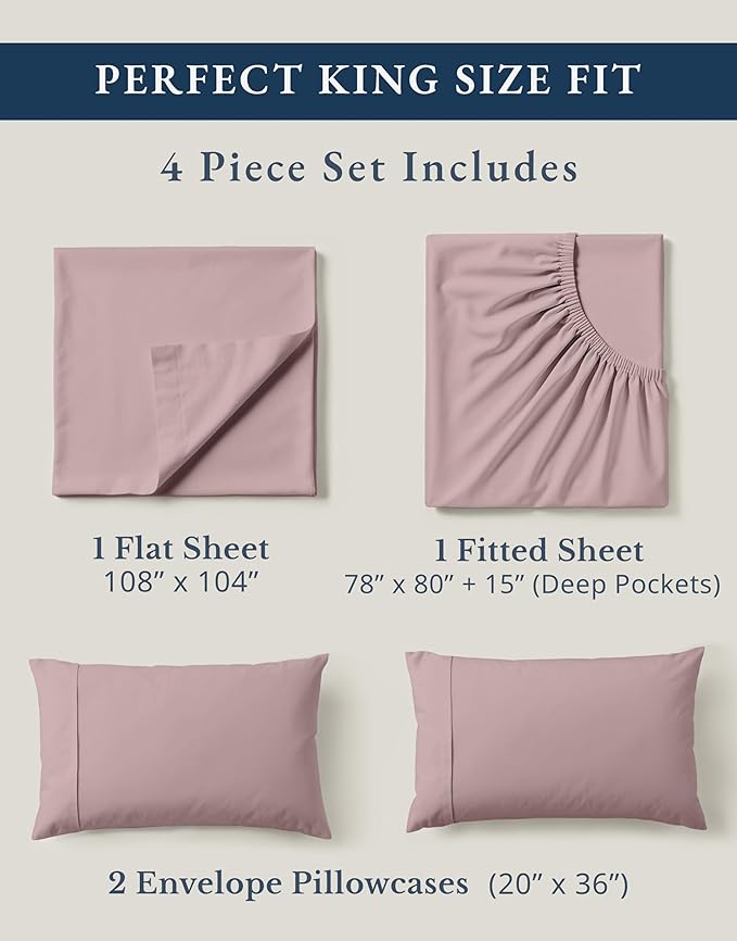 LANE LINEN 100% Organic Cotton King Size Bed Sheets, Sustainably Produced Okeo - Image 4
