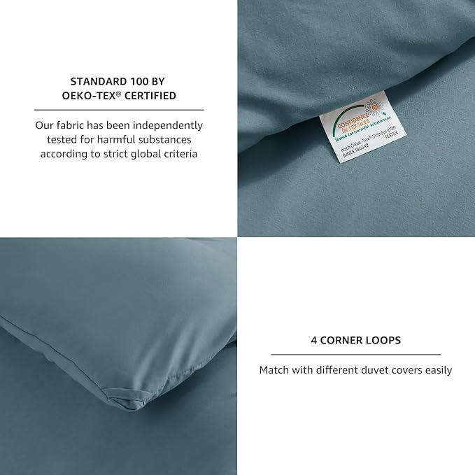 CozyLux Queen Comforter Set Mineral Blue, 3 Pieces Solid Comforters Queen Size - Image 4