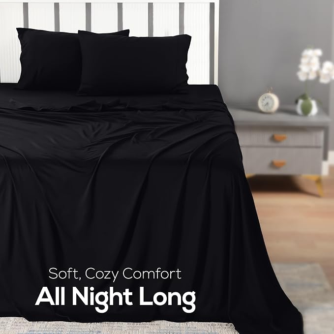 Utopia Jersey Knit 4-Piece Queen Sheet Set Cotton Sheets Soft, Stretchy T-Shirt - Image 4