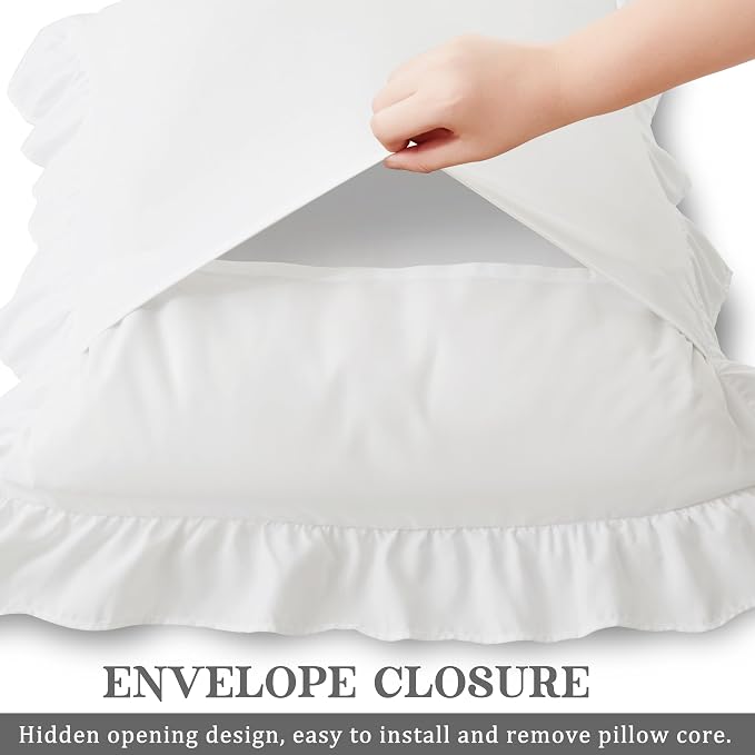 KKJIAF Ruffle Pillow Cases Standard Size Set of 2, Ruffled Pillow Covers - Image 5